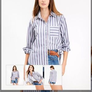 Loft Striped Poplin Button-Up Shirt